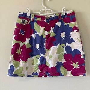 Croft & Barrow Floral Skort Size 12 Classic Fit Skirt With Shorts Blue Purple